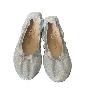 NWOT Yosi Samra Silver Glitter Ballet Flats-Size 12